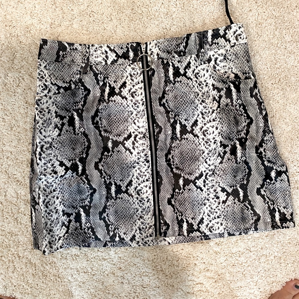 Akira Snake Skin Front Zip Mini Skirt